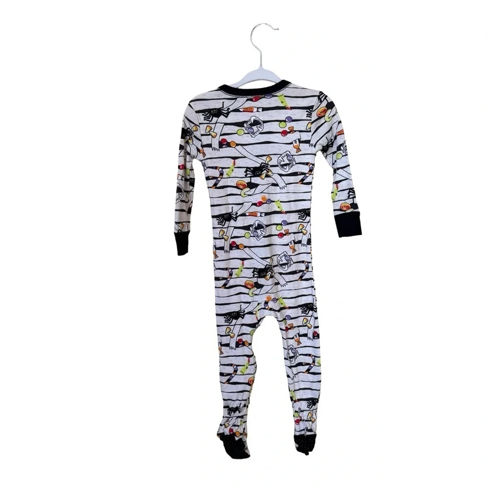 Old Navy Footed Pajamas White Halloween Candy Spiders Stripes Toddler 18-24M